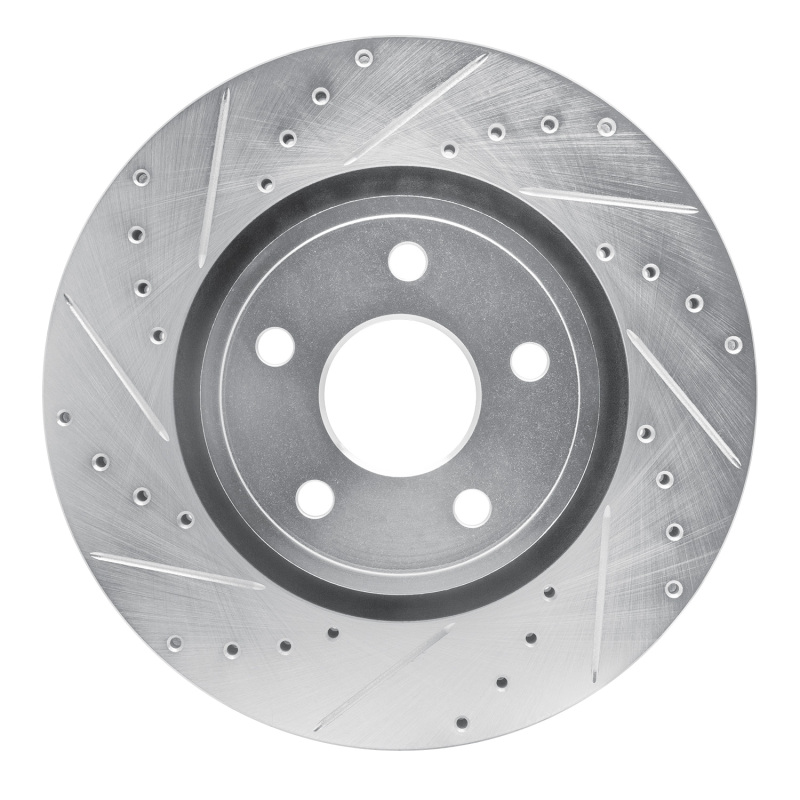 Dodge Durango Brake Rotor (1) - Front Left - R1 Concepts - Drilled & Slotted - Silver - `11-`25